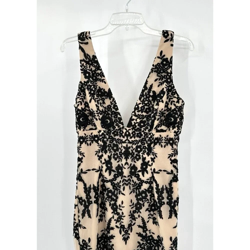 BARDOT dress sheer lace floral pencil wiggle party cocktail nude black SMALL - Picture 3 of 12